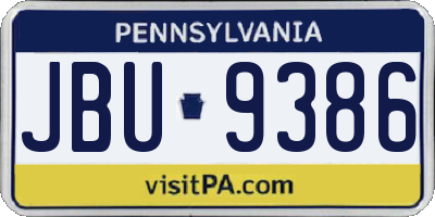 PA license plate JBU9386