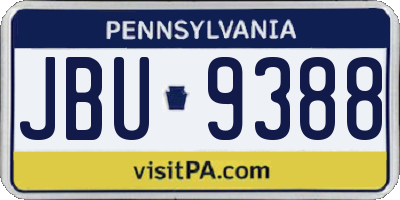 PA license plate JBU9388