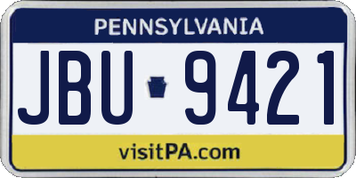PA license plate JBU9421