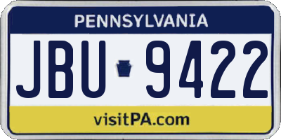 PA license plate JBU9422