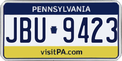 PA license plate JBU9423