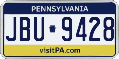 PA license plate JBU9428