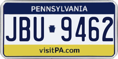 PA license plate JBU9462