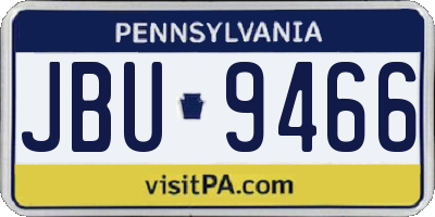PA license plate JBU9466