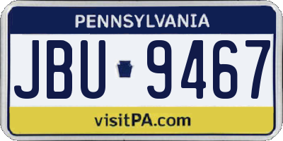 PA license plate JBU9467