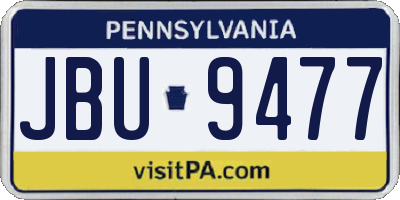 PA license plate JBU9477