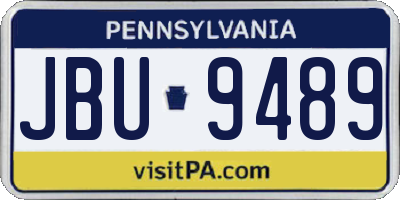PA license plate JBU9489