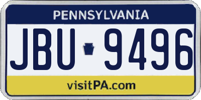 PA license plate JBU9496
