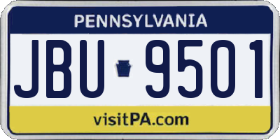 PA license plate JBU9501