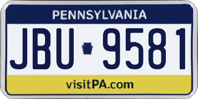 PA license plate JBU9581