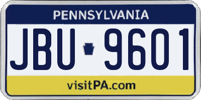 PA license plate JBU9601