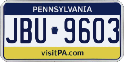 PA license plate JBU9603