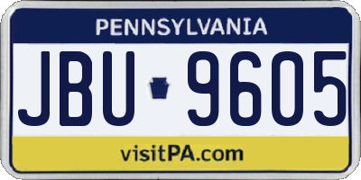 PA license plate JBU9605