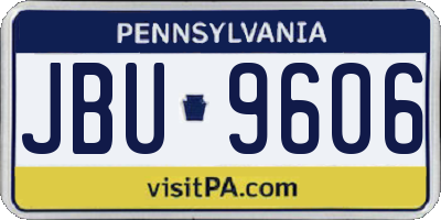 PA license plate JBU9606
