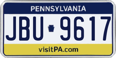 PA license plate JBU9617