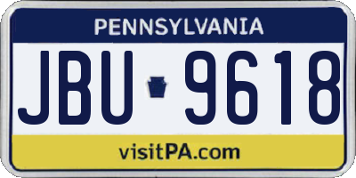 PA license plate JBU9618