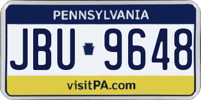 PA license plate JBU9648