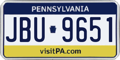 PA license plate JBU9651