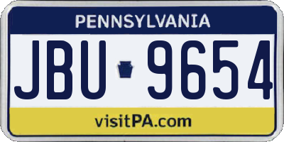 PA license plate JBU9654