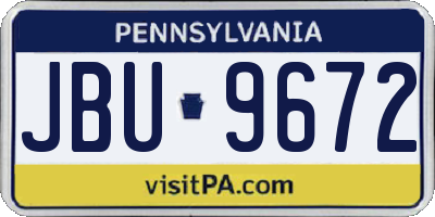 PA license plate JBU9672
