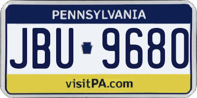 PA license plate JBU9680