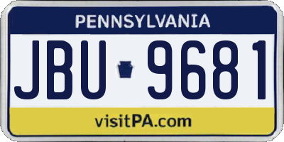 PA license plate JBU9681