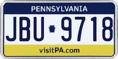 PA license plate JBU9718