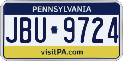 PA license plate JBU9724