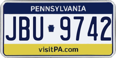 PA license plate JBU9742