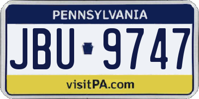 PA license plate JBU9747