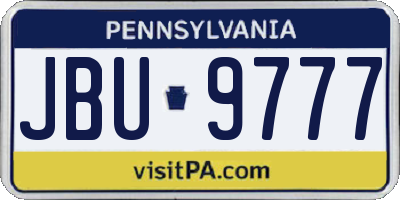 PA license plate JBU9777