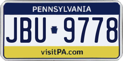 PA license plate JBU9778