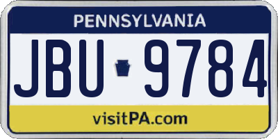 PA license plate JBU9784