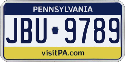 PA license plate JBU9789