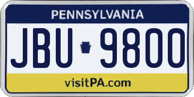 PA license plate JBU9800