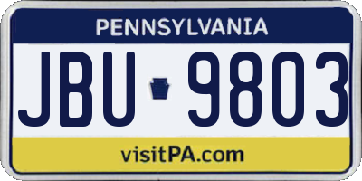PA license plate JBU9803