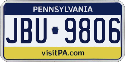 PA license plate JBU9806