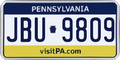 PA license plate JBU9809