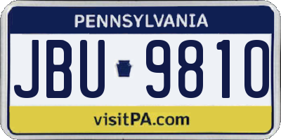 PA license plate JBU9810