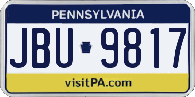 PA license plate JBU9817