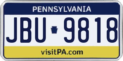 PA license plate JBU9818