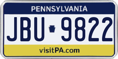 PA license plate JBU9822