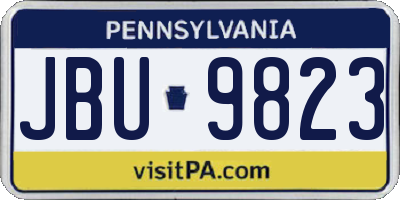 PA license plate JBU9823