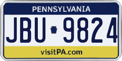 PA license plate JBU9824