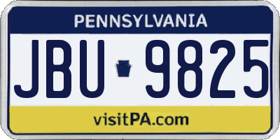 PA license plate JBU9825