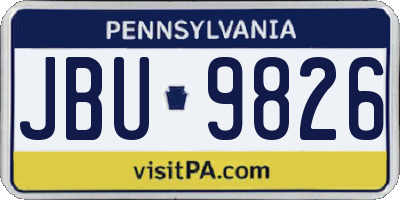 PA license plate JBU9826