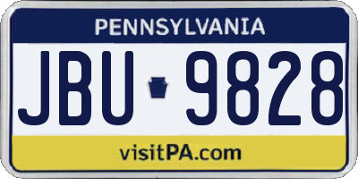 PA license plate JBU9828