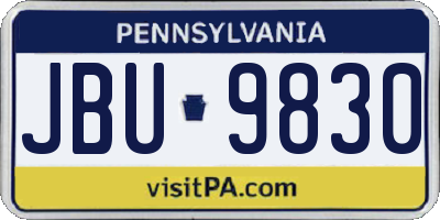 PA license plate JBU9830