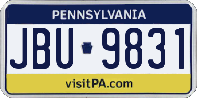 PA license plate JBU9831