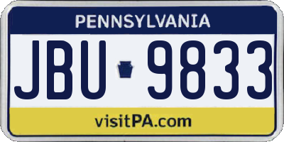 PA license plate JBU9833